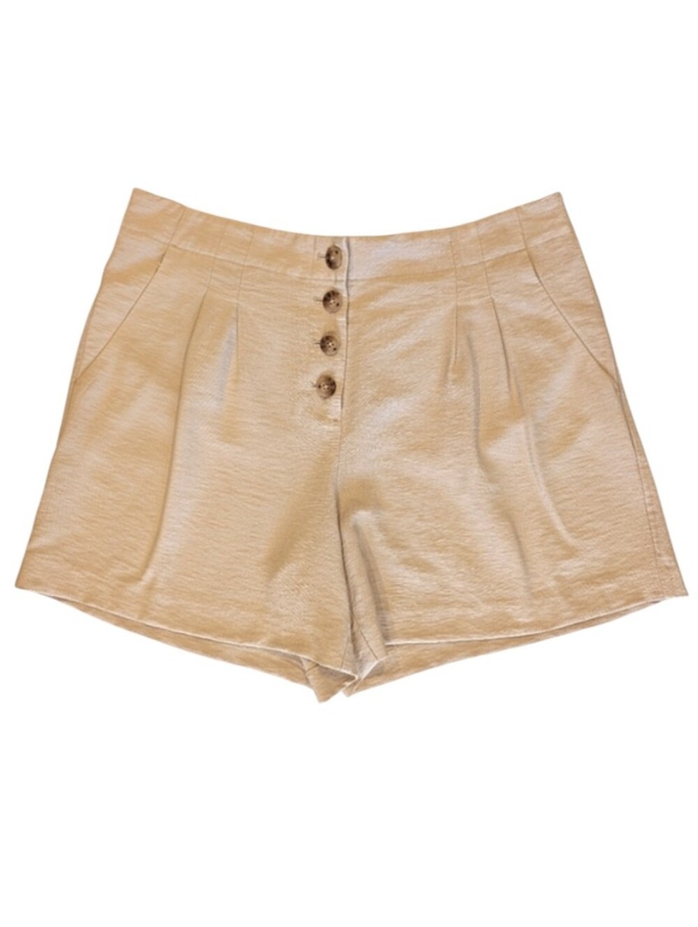 Loft rayon/nylon high waist 4 button fly pleated shorts. 35" waist. Large